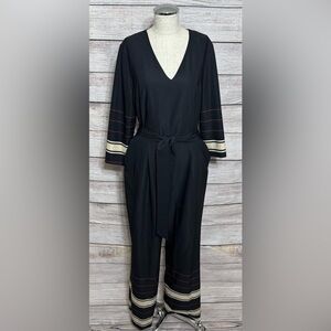 Vince Camuto Black Dress with Striped Sleeves